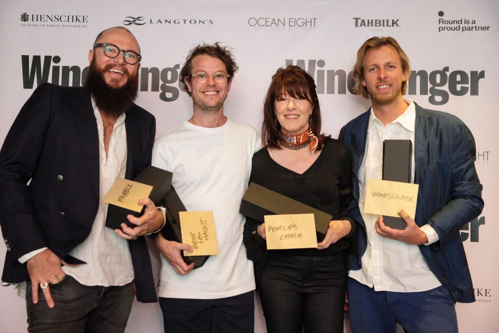 Karen Gough accepts The Peoples Choice Award Wineslinger 2019. Photo by James Morgan